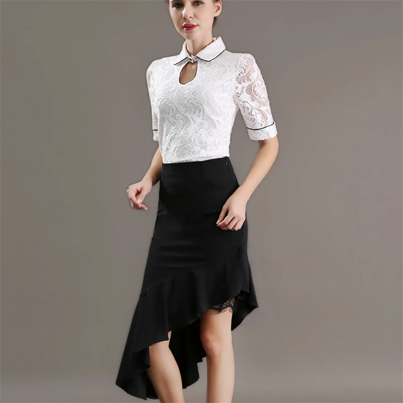 Black White H Han queen женские оборки комплект из 2 предметов кружевные платья сексуальные тонкие выдалбливают Нерегулярные Bodycon Повседневные рабочие платья vestidos - Цвет: Black White