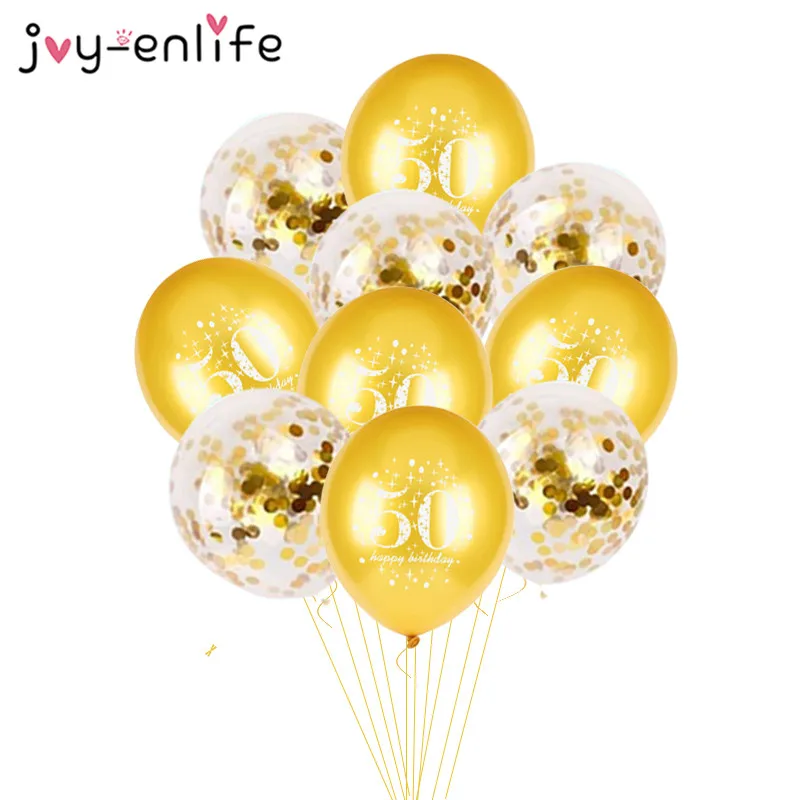 inflatable balloons JOY-ENLIFE 10pcs 12inch Latex Balloons 30 40 50 60 Years Birthday Party Adult Foil Helium