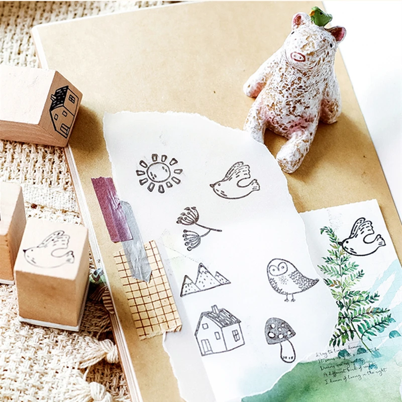 Mo. Card винтажный Небольшой Лесной завод деревянный штамп Декоративные DIY канцелярские принадлежности Скрапбукинг розничная торговля