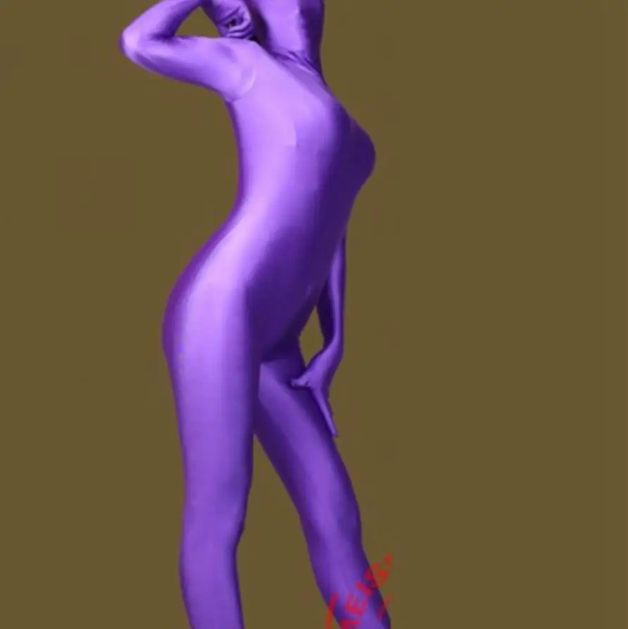 Фиолетовый Women Men Sexy High Elastic Slim Tight Leotard Stretchy Lycra Siamese Full Piece Silky Stage Performance New - Цвет: Фиолетовый