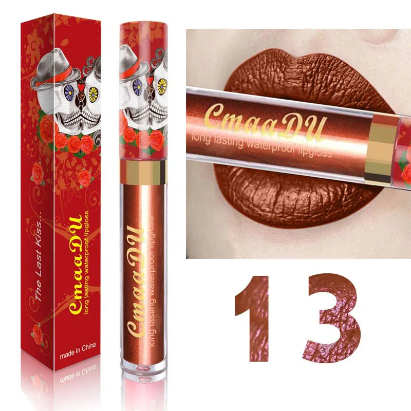 CMAADU бренд бархат жидкая помада Matte Lip Gloss водоотталкивающий увлажнитель с металлическим отливом матовый блеск для губ оттенок макияжа - Цвет: 13