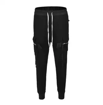

90S New RO style Highquality Europe America men Pocket ribbon Ribpile loop Guard pants INS High street Leisure cotton Sweatpants