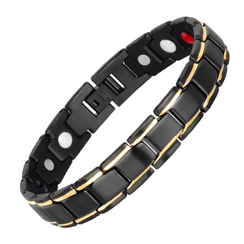 

Drop-Shipping 4 IN 1 Bio Black 316L Stainless Steel Men's Fashion Magnetic Bracelet via USPS