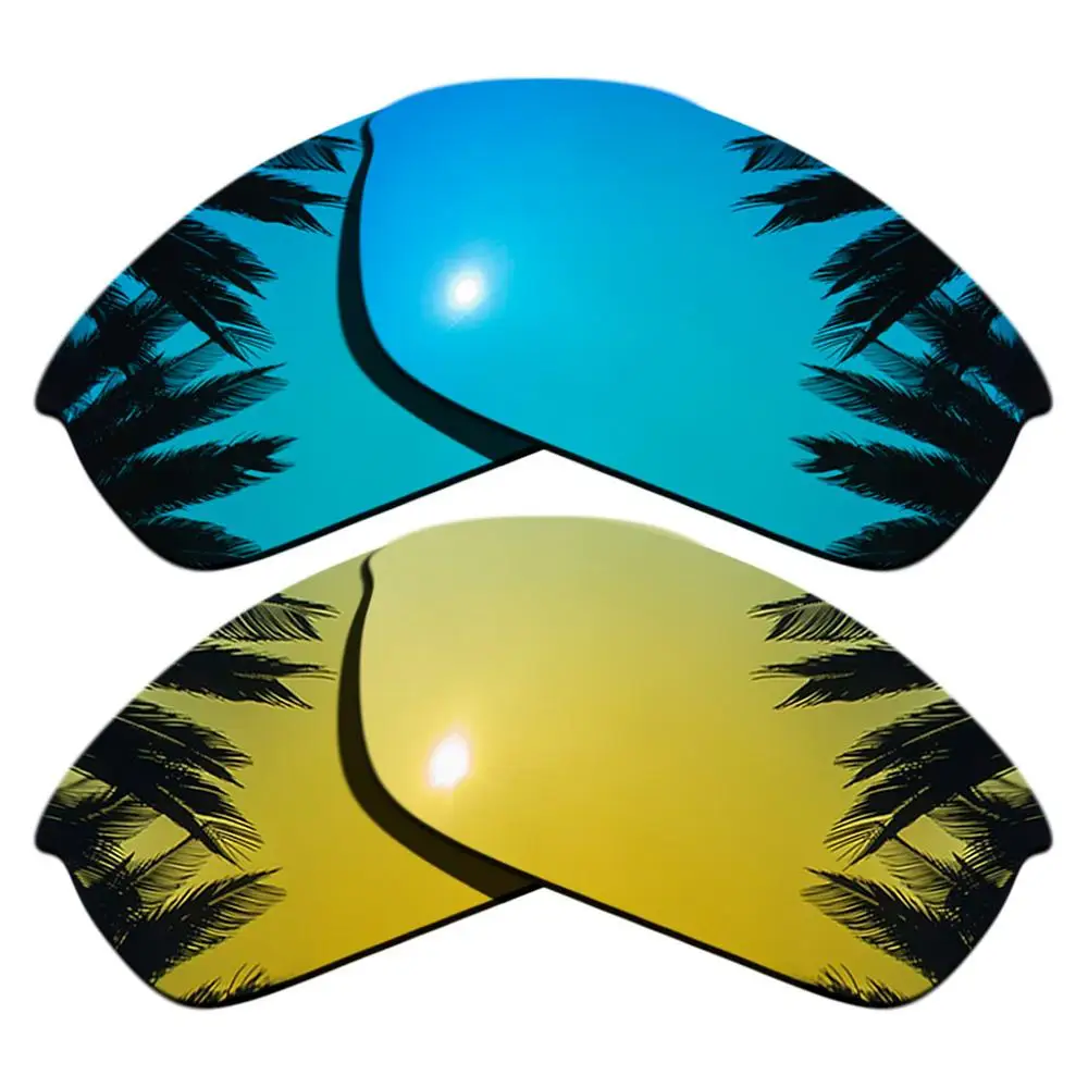 Lenti Di Ricambio Polarizzate Oro 24K Specchiate E Blu Ghiaccio Per Montatura Flak Jacket 100% Uva E Uvb