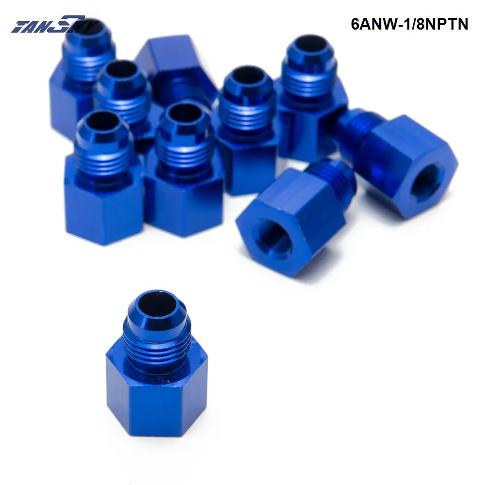 

10PCS/LOT Fitting Flare Reducer Female -1/8NPT to Male -6AN Blue Oil/Fuel Fitting Adapter 6ANW-1/8NPTN