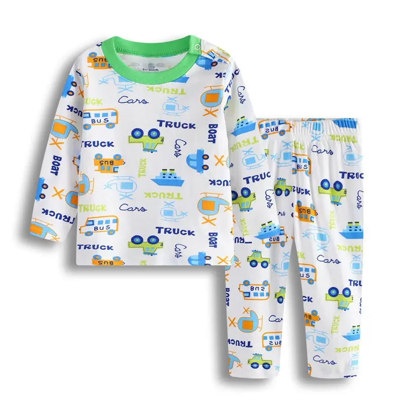 2018 Autumn Winter Newborn Baby Boys Girls Clothing-Set Cotton Kids Flowers Fish Airplane Princess Car Pajamas clothes suit (4)