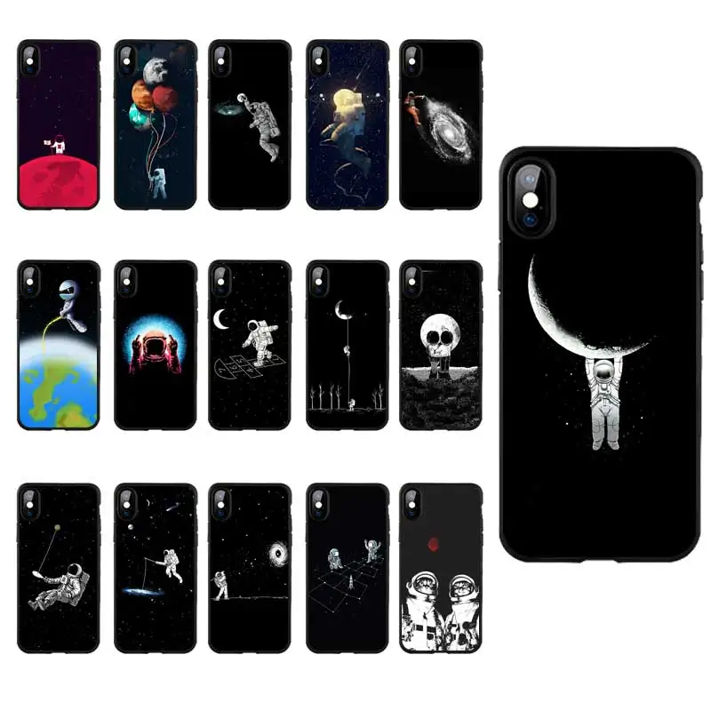 

DREAMFOX M322 Astronaut Space Black Soft TPU Silicone Case Cover For Apple iPhone 11 Pro XR XS Max X 8 7 6 6S Plus 5 5S 5G SE