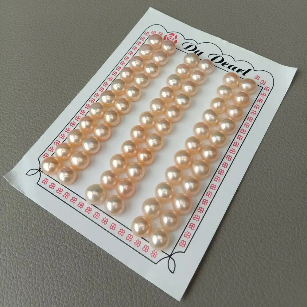 

33 Pairs FRESHWATER Cultured Light Pink PEARL HALF DRILLED Semi Round 8-8.5mm