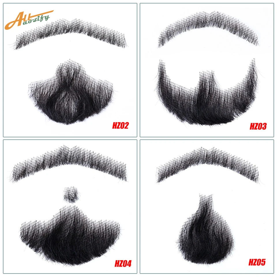 Allaosify barba adereços invisível falso tecer barba