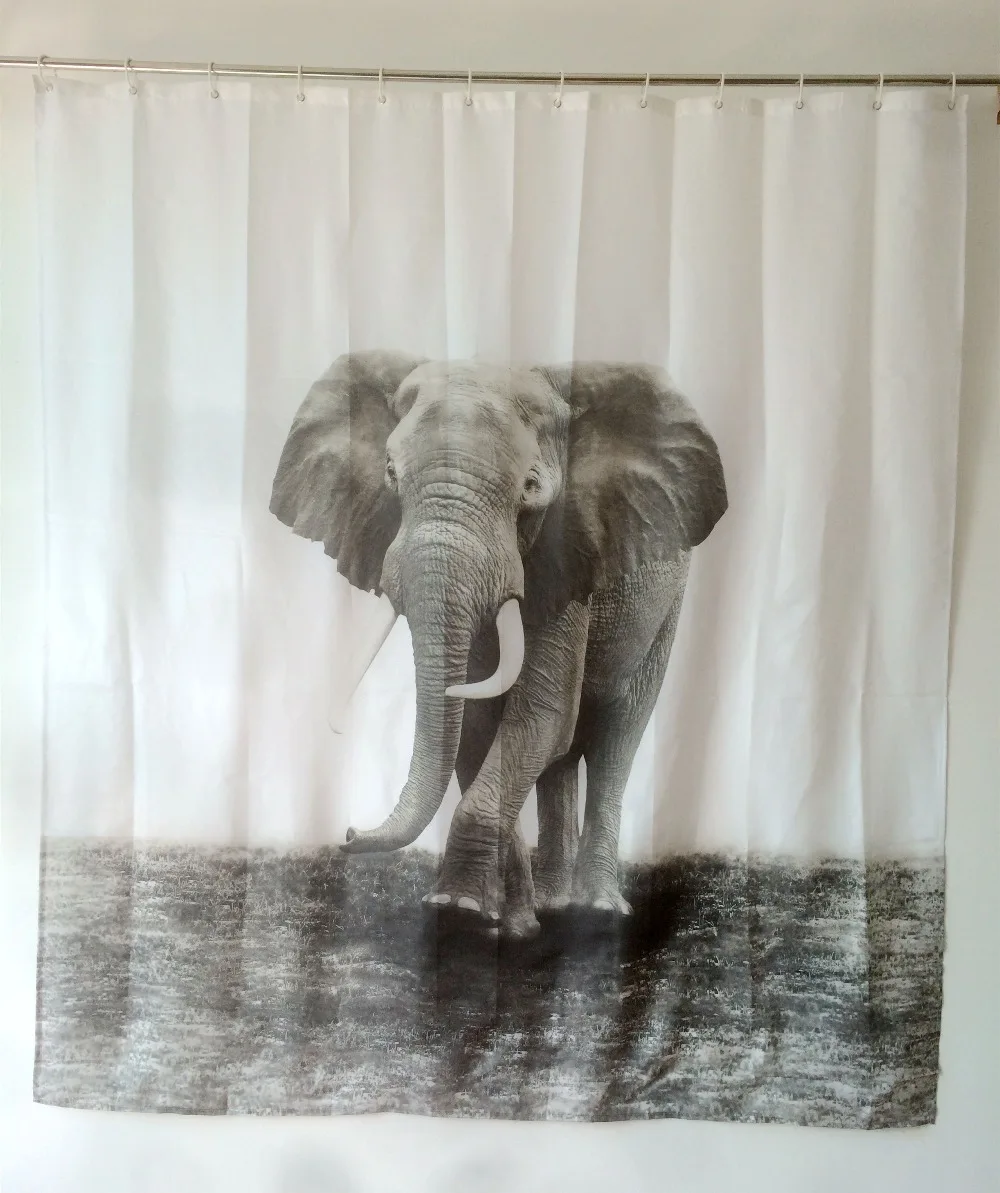 Shower-Curtains-Elephant-Design-Bath-Products-Fabric-...