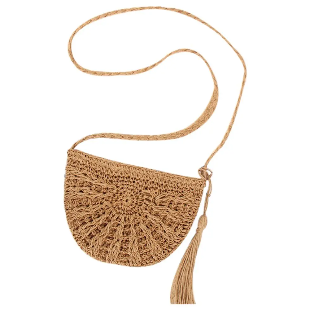 TFTP Straw Crossbody Bag Women Weave Shoulder Bag Round Summer Beach Purse and HandbagsShoulder