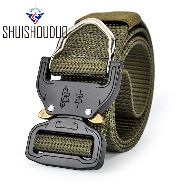 SHUISHOUDUO Zinc Alloy Buckle Men's Nylon Belt Cobra Tactical Belt