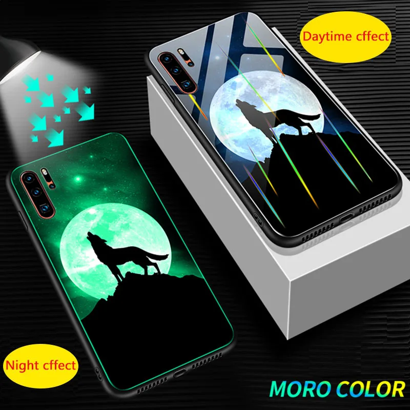 

Aurora Luminous Glass Phone Case For huawei P30 Mate 20 P20 Pro Back Cover For Honor 20 S 9X Pro 20i 8X 8C V10 8 Lite Phone Case