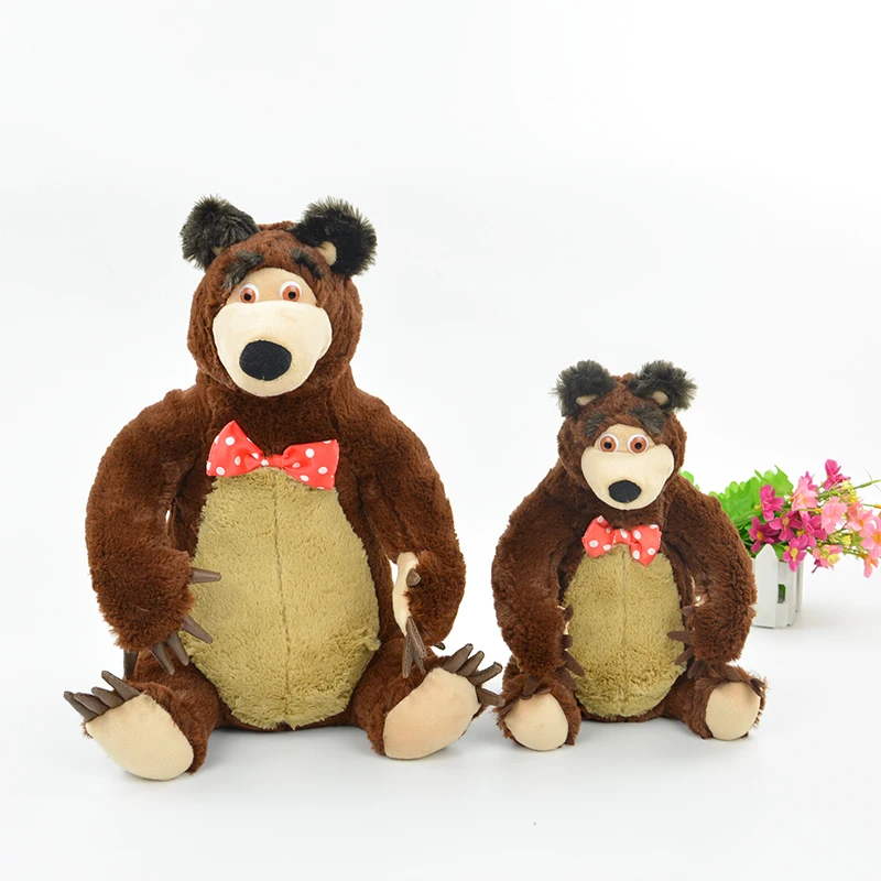 

TBKJOYS Two Sizes 37cm and 26CM Mashae Bear The Kawaii Musical Doll Soft Kids Toys e o urso brinquedo Plush Stuffed Toy Music