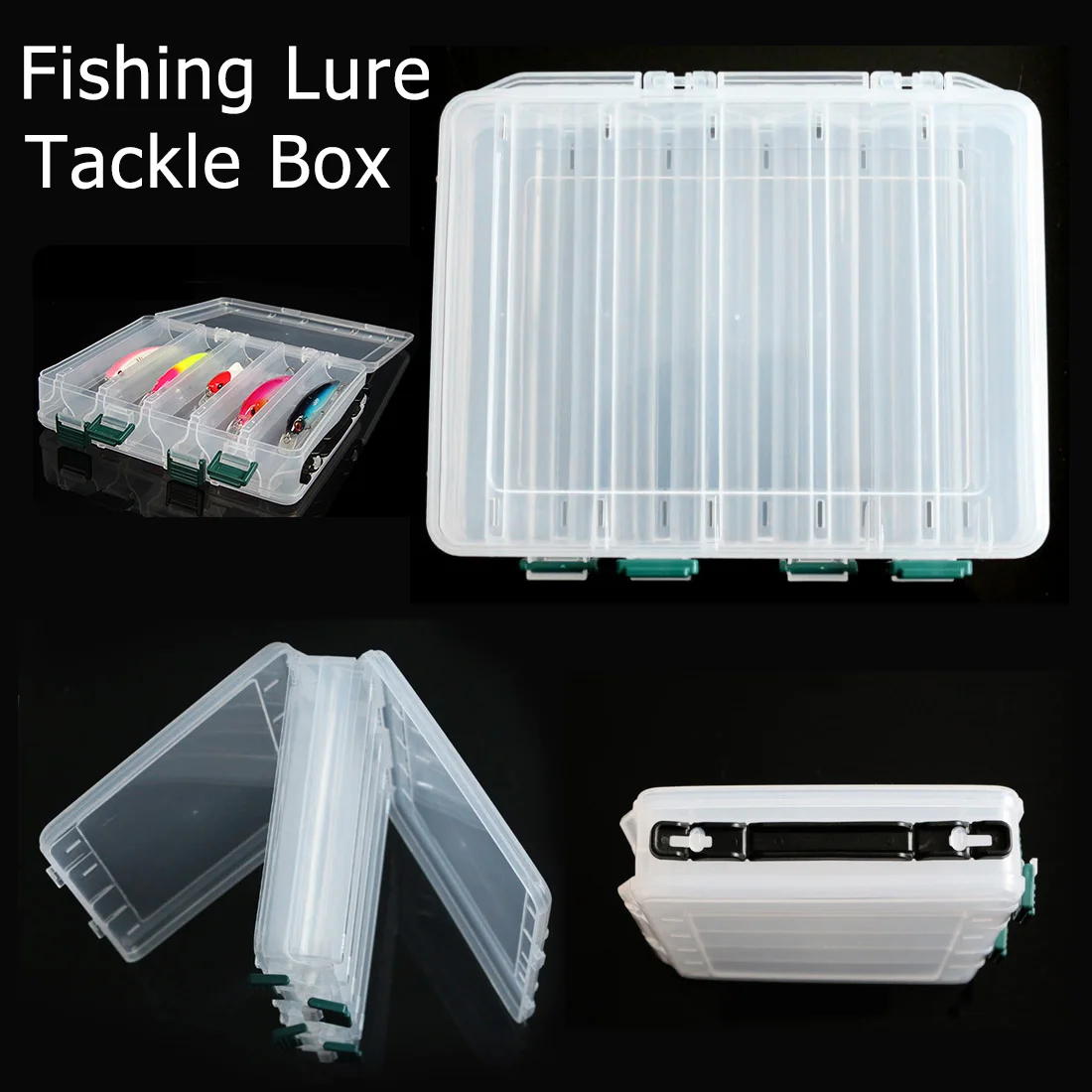 20*17*4.7cm 10 Compartments Plastic Fly Fishing Lure Tackle Box Double