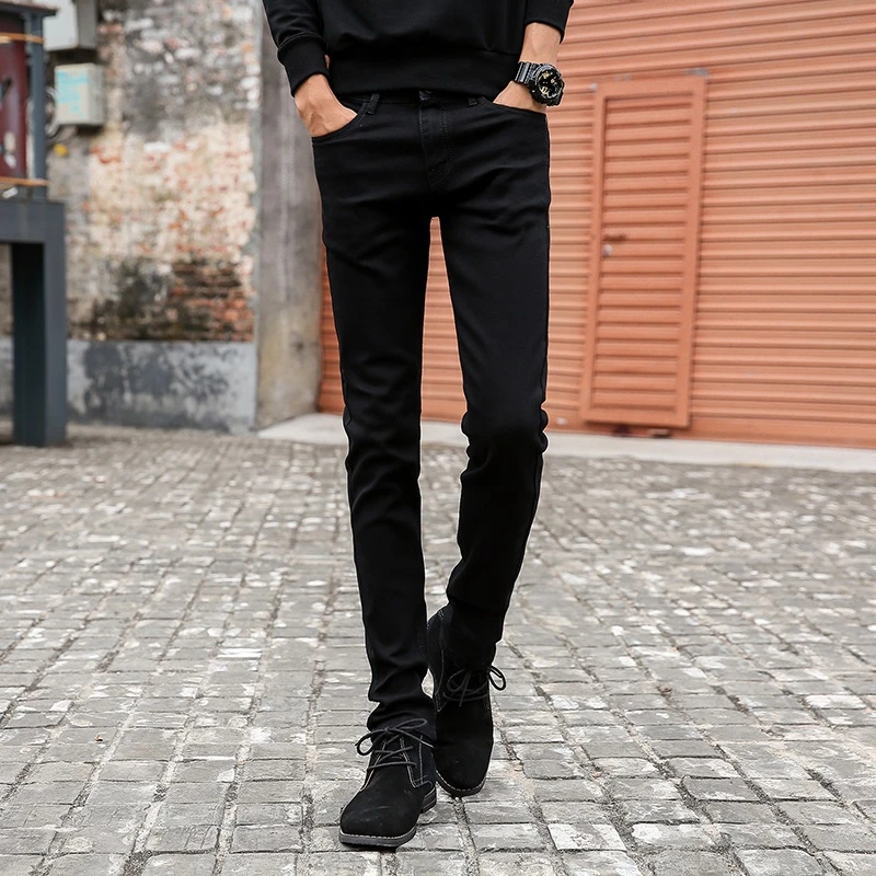 بنطلون جينز ضيق للرجال ، بنطلون جينز أسود كلاسيكي مصمم أزياء للرجال ، بنطلون  جينز مطاطي بقصة ضيقة ، 2018|men jeans stretch|brand men jeansdesigner mens  jeans - AliExpress
