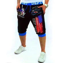 Для Мужчин's Повседневное для отдыха Летние модные узкие Шорты для женщин с принтом букв с принтом флаг Треники Jogger Мотобрюки Мужской Pantalones Homme