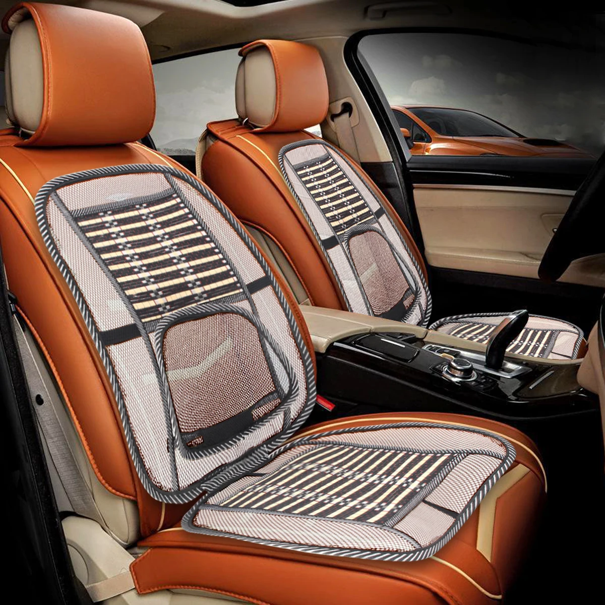 Breathable Summer Cool Universal Car Seat Covers Protector Mat Lumbar