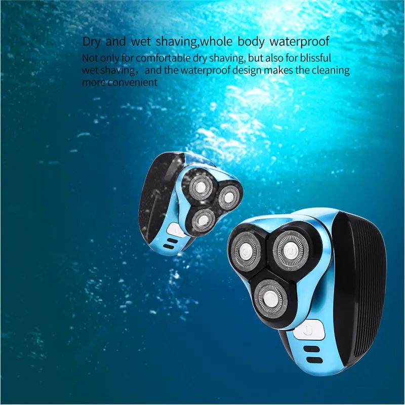 

Multifunction USB Wireless Charging 3 Floating Blades Electric Shaver Razor Full Body Washable Shaving Machine Beard for Men 36
