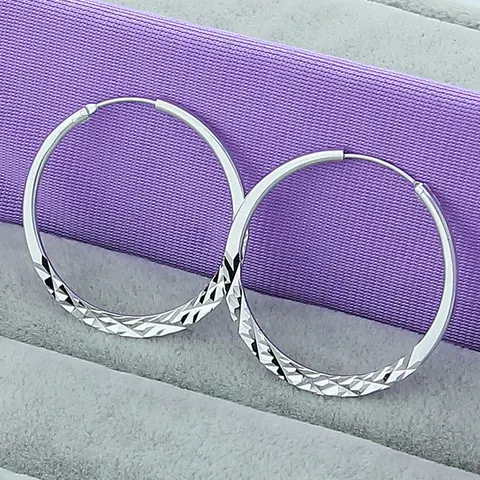 Quality Hoop Earrings 925 Sterling Silver 5.0cm Circle Earrings Fashion Jewelry Wholesale Factory Direct Sales