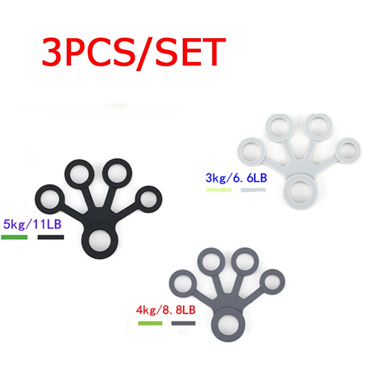 Эспандеры для пальцев, 3 уровня, носилки для пальцев, тренажер для рук, силовой тренажер для пальцев - Цвет: 3pcs Black set