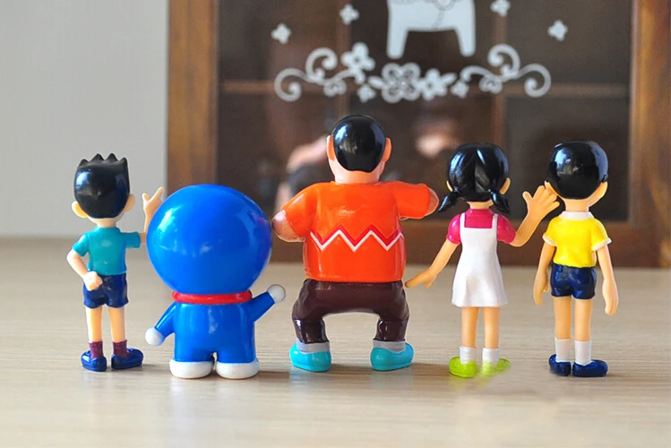 5 шт./лот аниме мультфильм Kawaii Doraemon Nobita Nobi Minamoto Shizuka ПВХ Фигурки Коллекционная