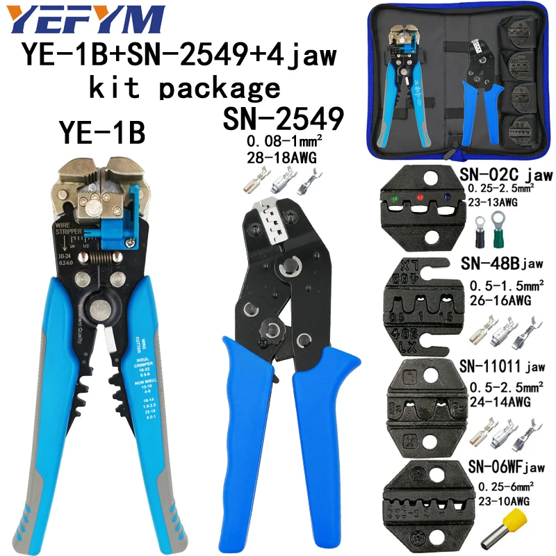 

Kit stripping cutting wire pliers suit tools SN-2549 0.08-1mm2 pliers 4jaw for plug/tube/insulation terminal brand tools
