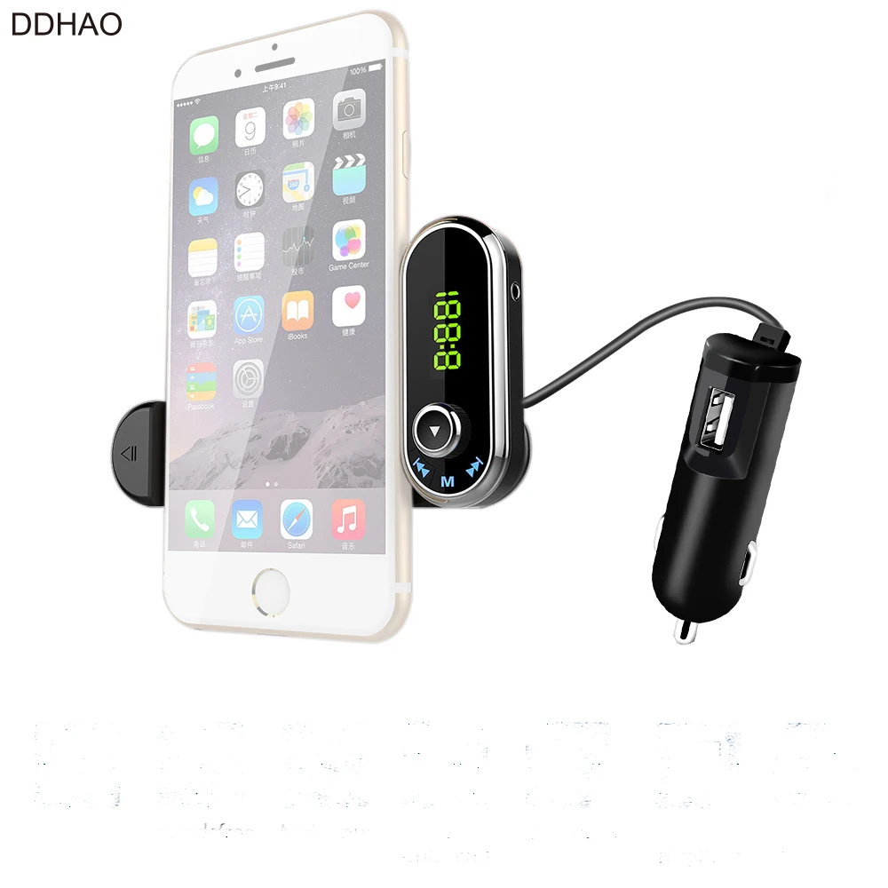 DDHAO 2 in 1 FM Transmitter Universal Phone Holder Wireless Bluetooth Handsfree Car Kit Radio