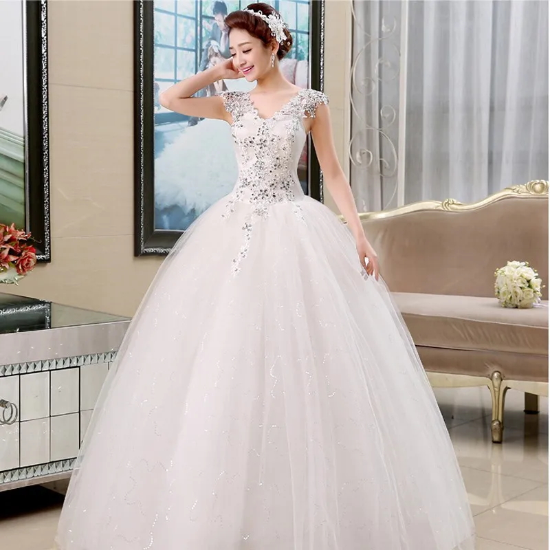 LAMYA Sexy V-Neck Princess Wedding Dresses Vestidos De Novia Cheap Flower Bridal Gown Customized Ball Gown Vestidos De Novia bridal gowns
