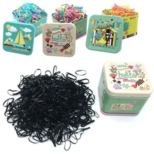 Железная коробка с резиновой головкой, многоцветное черное кольцо для волос, хвост пони, веревка, аксессуары для укладки инструменты для маленьких девочек и женщин