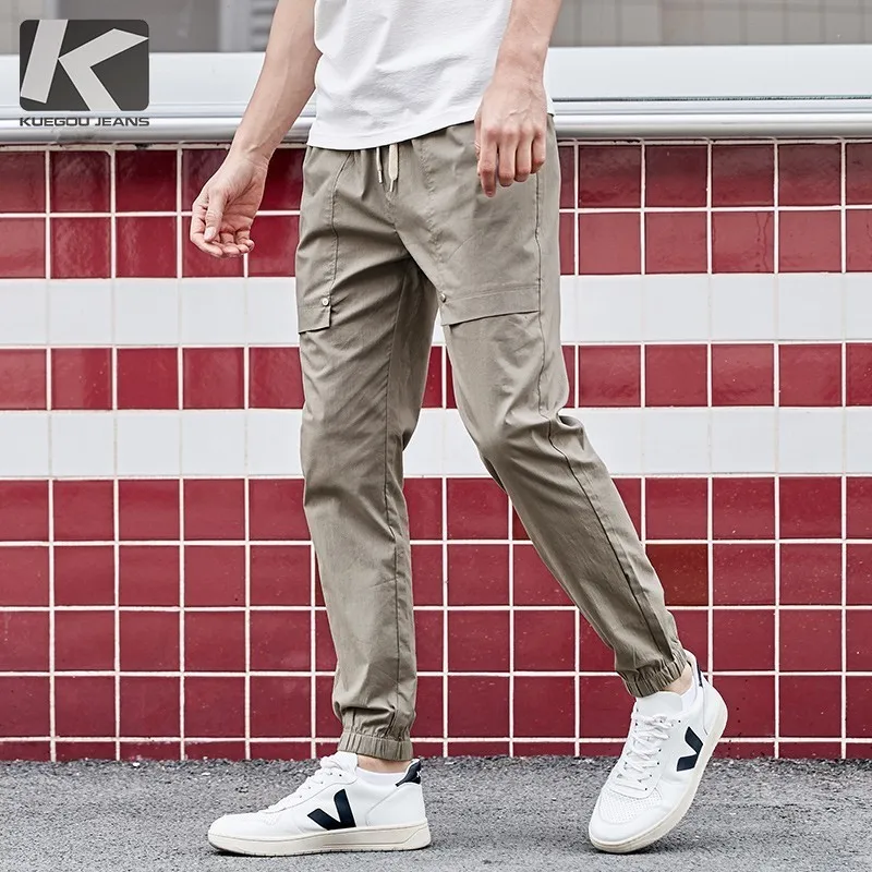 Susurro desierto Litoral Verano 2019 nuevos pantalones Cargo informales para hombre algodón cintura  elástica bolsillo Color gris para hombre moda Slim pantalones largos 09351  - AliExpress Ropa de hombre