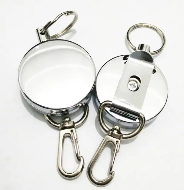 Unisex Men Women Elastic Key Chain Stainless Steel Sporty Retractable