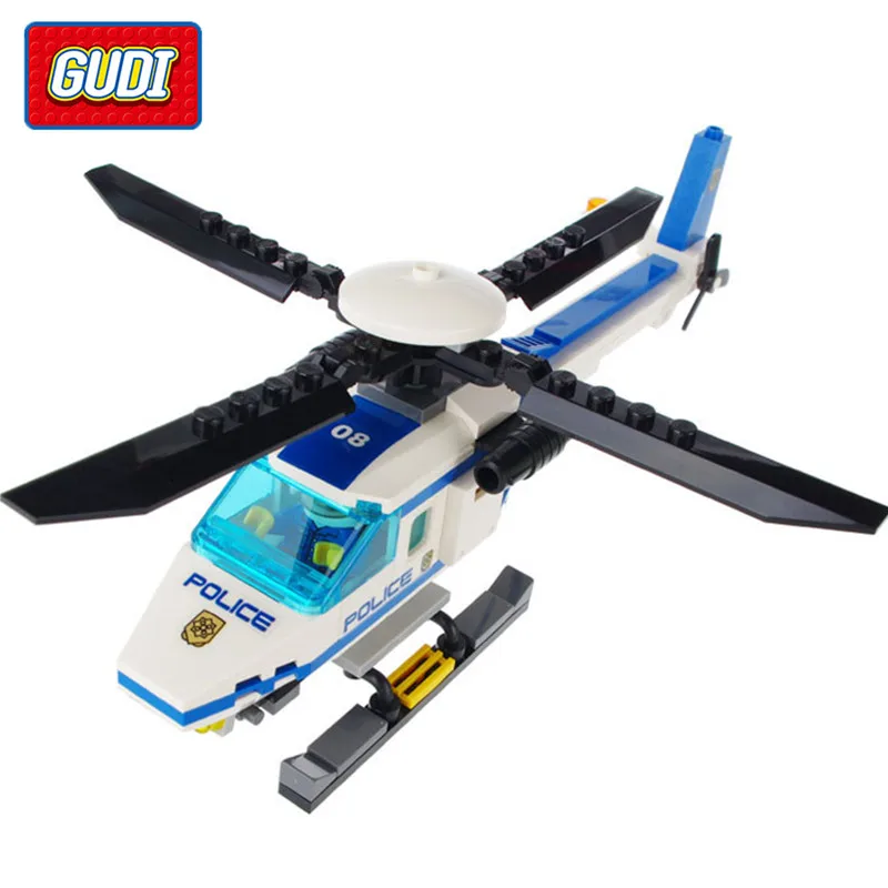 

GUDI Blocks Toys Legoings Police Series Helicopter Assembled Model Building Blocks Educational Toys for Children