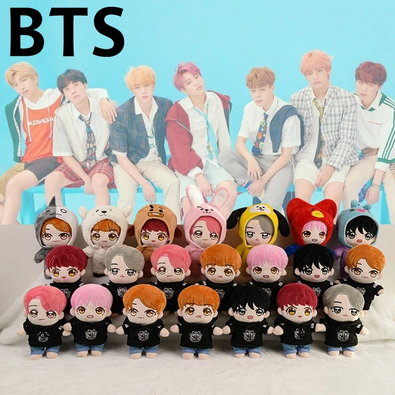 

2019 New KPOP BTS Cartoon Plush Stuffed Dolls With 3 Sets Clothes Bangtan Boys Plush Doll Toys 20cm/8'' SUGA V JUNGKOOK J-HOPE