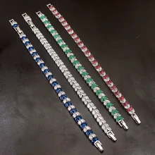 Скидка 38% натуральные Подвески Вишневый Рубин белый Topaz925 серебро теннисные цепи звенья браслет женские ювелирные изделия 7 дюймов