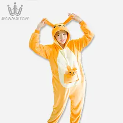 2019 взрослых Kigurumi пижамы Для женщин Косплэй мультфильм пижамы с животными зимняя теплая фланелевая одежда для сна унисекс с капюшоном для