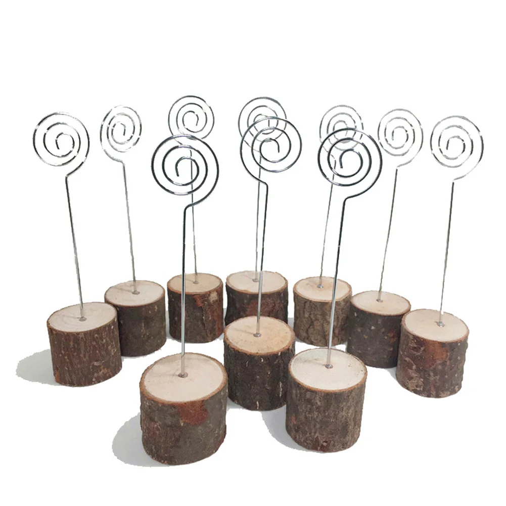 

6/ 10 PCS/Pack Wedding Photo Wooden Seat Clip Table Card Picture Holders Clip Wood Base Clips Notes Photo Clips Holder