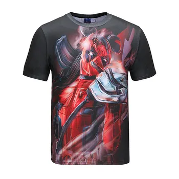 

Casual Men Funny T-Shirt 2D Printed t-shirts Print Deadpool Marvel Men Fashion Tshirts Short Sleeve Anime T Tee Shirt Homme