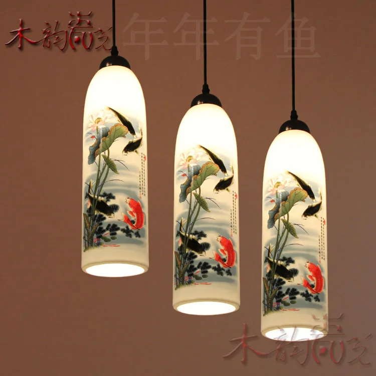 

modern China Luminaire Egg shell Ceramic pendant light Three Head Restaurant dining Lamp E27 110-240V