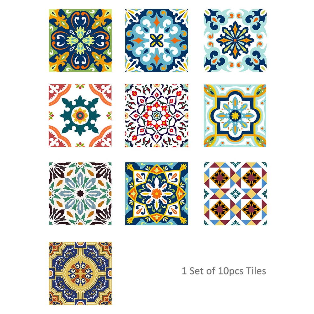 10Pcs/Set 20*20cm Moroccan Style Wall Tile Sticker Waist Line Waterproof Moisture Proof Kitchen Bathroom Adhesive TS001 | Дом и сад