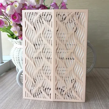 

Hot 50Pcs/lot Peach Color Romantic Leaves Design Wedding Party Invitation Card Envelope Delicate Carved Pattern Wedding Supplies