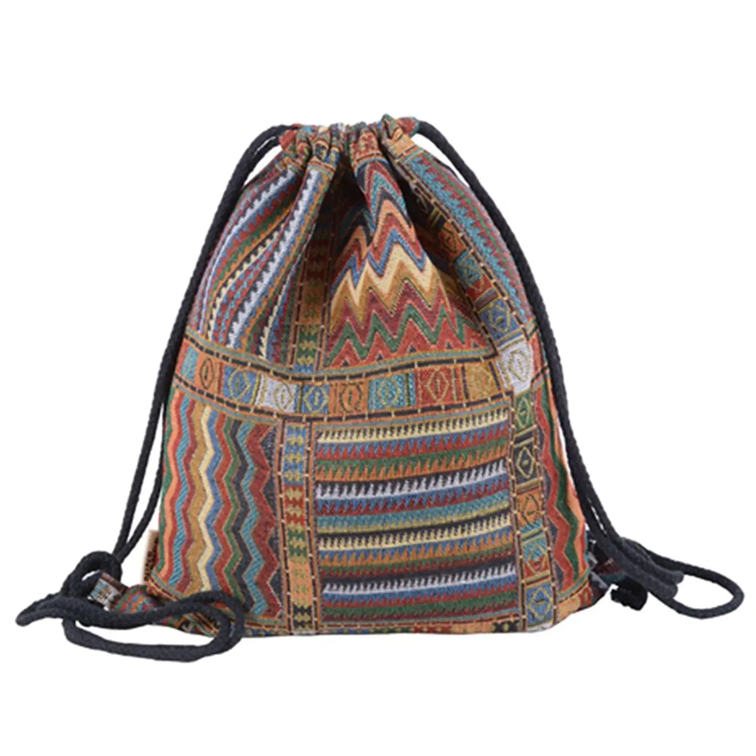 

JHD Harajuku Vintage Lightweight Multicoloured Geometry Drawstring Canvas Rucksack Bags, Backpack For School Youth Teenage Gir
