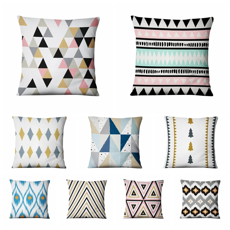 

Retro Rhombic Lattice Printed Pillowcase Colored Geometric Cushion Decorative Pillows Home Decor Sofa Throw Pillow Almofadas