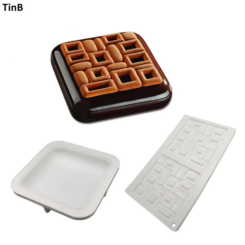 

Geometry Shape Cake Mould Geometric Desserts Mold Silicone Art 3D Mousse Cake Decoration Tools DIY Baking Cookie Brownie Form