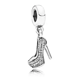 Аутентичные 925 пробы серебро сверкающие шпильки мотаться Шарм Ясно CZ Fit браслет Pandora для Для женщин DIY маркировки ювелирных изделий