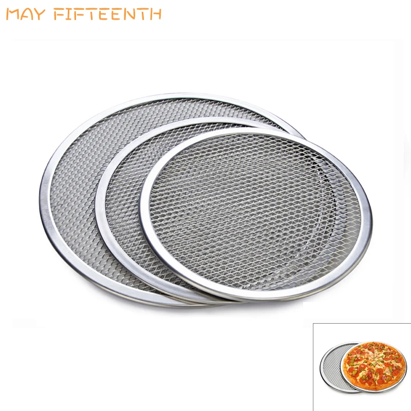 MAY FIFTEENTH Bakeware Pizza Tools Round Aluminum Pizza Screen Baking Tray Net Mesh Pizza Stone Pan Metal Baking Accessory 062
