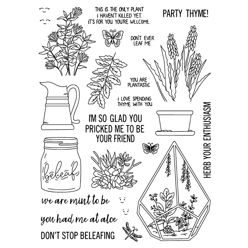 

ZhuoAng Thyme/Party/flowers Transparent and Clear Stamp DIY Scrapbooking Album Card Making DIY Decoration Making