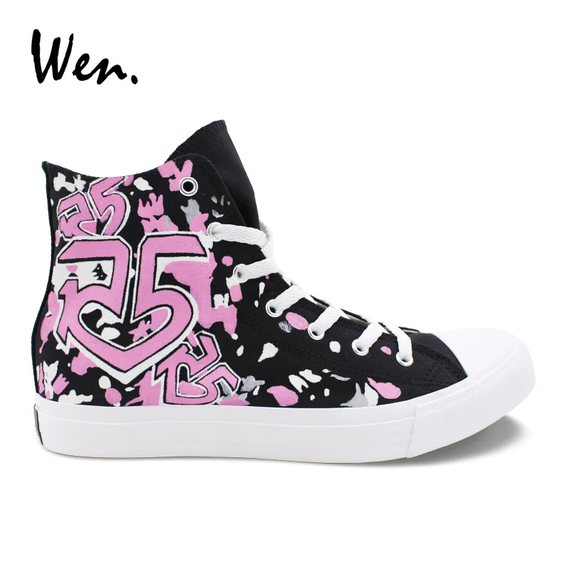 Wen Hand Painted Canvas Shoes Men Women Sneakers Design R5 LOUDER Vulcanized Shoes Teens Cross Straps Espadrilles Flat Plimsolls Wen Hand Painted Canvas Shoes Men Women Sneakers Design R5 LOUDER Vulcanized Shoes Teens Cross Straps Espadrilles Flat Plimsolls