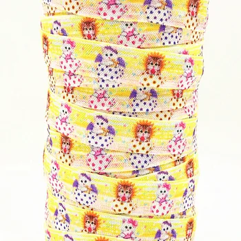 

Q&N ribbon wholesale/OEM 5/8inch 16mm 161020004 cat printed fox folded over elastic FOE for hairbows free shipping