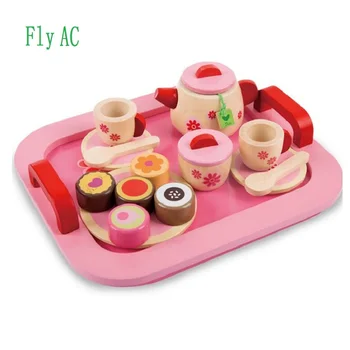 

Fly AC Kids Learning & Education Wooden Pretend Play Tea set Cake dessert Toys for Children Birthday/Christmas gift